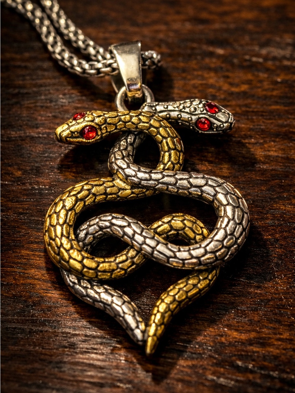 Unique Gold /Silver Double-Headed Snake Pendant Necklace - Men & Women’s Jewelry
